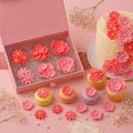 CONFECT Handmade Edible Gum Paste Flower Decorations – Blush Blossom Duo – 60 Piece Assorted Sugar Flower Set with Pearl Centers, Hand Cut Cake Flowers for Cakes, Cupcakes, Cookies & Desserts by CONFECTTHECAKEDECORATINGCO