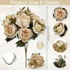 8 Pcs Artificial Peonies Bulk - Beige - Image 2