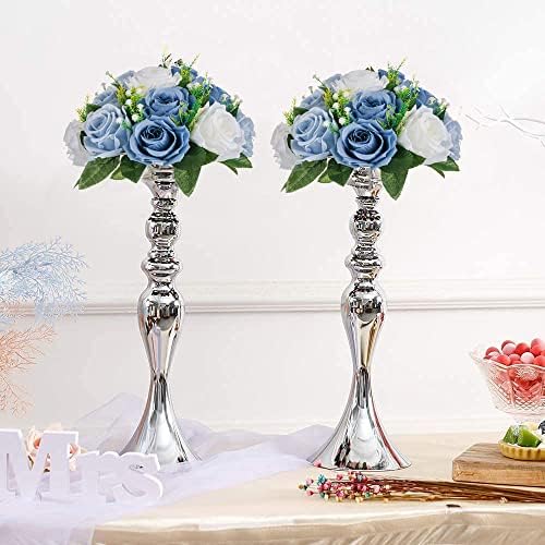 Sziqiqi Artificial Silk Flower Ball, Wedding Centerpiece, Dusty Blue, 10Pcs - Image 2