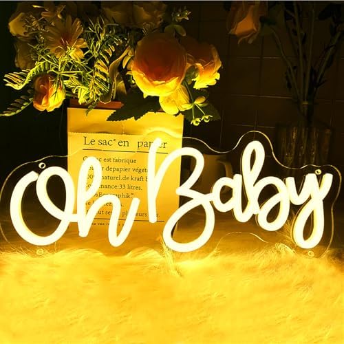 Oh Baby Neon Sign for Wall Decor, USB Powered Light Up Sign for Baby Shower - Image 4