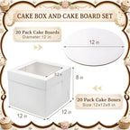 Arttown 20 Pack Cake Boxes and Cake Boards 12 Inch Tall Multi-Layer White - Image 3