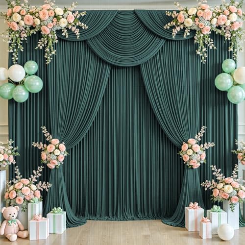 40ft x 12ft Emerald Green Backdrop Curtains Wrinkle Free Backdrop Curtain for Wedding Parties Fabric Backdrops Drapes Back Drop Cloth Bridal Shower Stage Curtains Wedding Decorations for Reception - Image 4