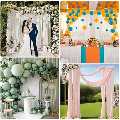 Wedding Arch Backdrop Stand Square 6.6FTx6.6FT Gold Metal Balloon Arch Stand Garden Arbor Backdrop Frame for Wedding Birthday Party Baby Shower Photo Booth Background Decoration - Image 3