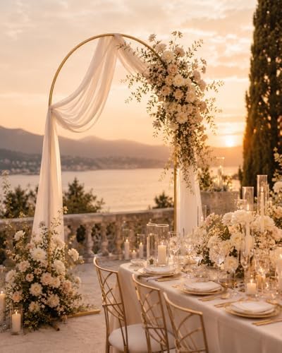 Gold Wedding Arch Backdrop Stand Set of 2, 7.2FT & 6FT Metal Arch Backdrop - Image 7