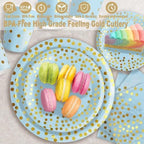 AIRE 175PCS Blue Gold Paper Party Plates Set, Disposable Dinnerware for 25 - Image 5