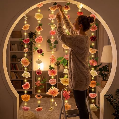 Suncalla 6 Pack 35.4ft Fake Flower LED Garland Backdrop, Lovely, Multicolor - Image 4