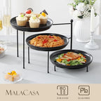 MALACASA Round 3 Tier Serving Tray, 10 Inch Black Porcelain Dessert Stand - Image 4