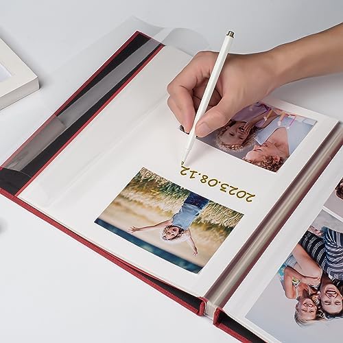 HoneyTolly Large Photo Album Self Adhesive, DIY Scrapbook Album for 4x6 8x10 10x12 Pictures, 60 Pages Linen Cover Memory Book, Ideal Gift for Family Wedding Baby Christmas Anniversary(Red) - Image 5