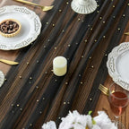 Artoid Mode 10-Pack Pearl Black Gauze Table Runner 10FT Home Decor - Image 4