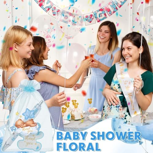 Chuangdi 50 Sets Baby Shower Favors Gifts for Guests Includes 50 Pcs Ballpoint Pens, Thank You Cards and Organza Bags(Blue Bear) - Image 5