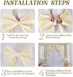 Giant Bow for Backdrop Big Beige Bow 48x24x120 Inch Large Satin Ribbon Bow Wall Decor for Wedding Birthday Baby Shower Party Photo Booth, Washable Reusable Fabric Bow for Nursery Bedroom Door Hanging - Image 5