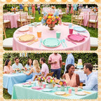 Zhehao 175 Pcs Candy Colors Party Plates Cups Napkins Set - Image 6