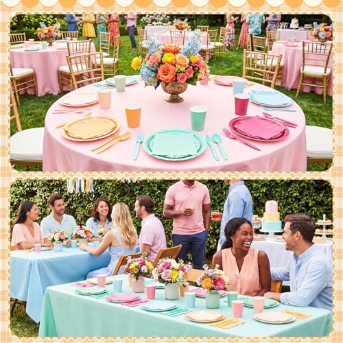 Zhehao 175 Pcs Candy Colors Party Plates Cups Napkins Set - Image 6