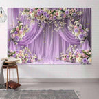 8 x 6 ft Purple Flower Backdrop Lavender Purple Lilac Floral Girl Birthday Portrait Background Photography Wedding Bridal Shower Baby Shower Anniversary Ceremony Decoration Photo Studio Props - Image 6