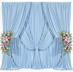 30x10ft Baby Blue Photo Backdrop Curtains for Parties Baby Shower Wrinkle Free Polyester Photoshoot Curtains Drapes Backdrop for Boy Birthday Party Gender Reveal Photography Background 6 Panels 5x10FT by Suppromo