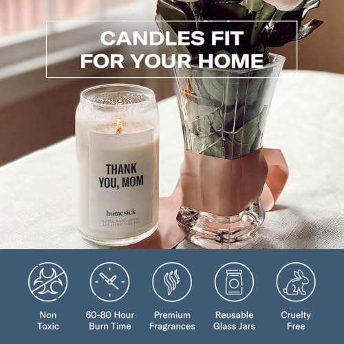 Homesick Thank You Mom Candle – 13.75 oz Scented Candle in Sage Sandalwood Soy Wax Blend, Non-Toxic, 80 Hr Burn with Organic Cotton Wick, Reusable Jar – Best Wedding & Engagement Gifts for Couples - Image 6