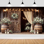 20X10FT Wedding Backdrop Rustic Floral Wooden Barn Door Bridal Backdrop Western Country Wedding Anniversary Ceremony Photography Background Valentine's Day Girl Birthday Party Photo Shoot Decorations - Image 5