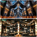 12 Panels 5ft(W) x 20ft(L) Black Ceiling Drapes for Halloween Parties - Image 5
