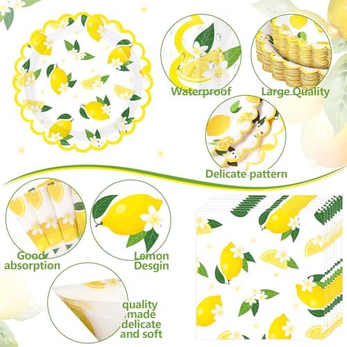 Funnymoom 400 Pcs Lemon Fruit Supplies Party Supplies for 50 Guests - Image 3