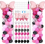 2 Set Adjustable Mouse Theme Birthday Balloon Column Stand Kit Polka Dot Pink Black White Balloons Arch Garland for Christmas Baby Shower Girl Birthday Party Decorations Supplies by EYNDYN
