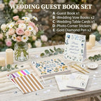 Wedding Guest Book and Vow Book Set Blue Flowers Embroidered Linen - Image 5