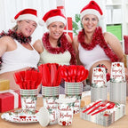 Dandat 350 Pcs Baby Shower Set, Christmas Santa Baby, Red - Image 5
