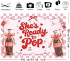 MEHOFOND 8x6ft She's Ready to Pop Baby Shower Banner Backdrop Pink Coquette Shes Ready to Pop Baby Shower Decorations Gender Reveal Cake Smash Photo Booth Props - Image 3
