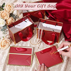 Yeaqee 100 Pcs Mini Metallic Paper Gift Bags with Handle, Burgundy Red, Gold - Image 4