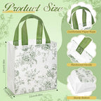 HunnmingRe 30 Pcs Sage Green Floral Gift Bags Floral Gifts Bag with Handles Bulk Wedding Bridal Shower Party Favor Non Woven Reusable Tote for Women Baby Shower Birthday Tea Fall Party Supplies - Image 2