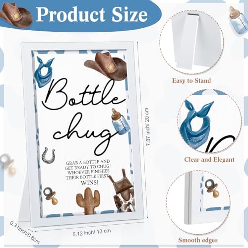 Roowest Bottle Chug Baby Shower Games Favors, Blue, Cowboy - Image 3