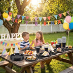 WELLIFE 210Pcs Black Plastic Plates,Black Disposable Plates for Party - Image 6