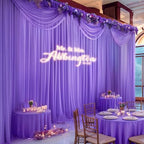 10ft x 10ft Purple Backdrop Curtains, Wrinkle-Free Sheer Chiffon Fabric Photo Backdrop Drapes for Wedding Arch Party Ceremony Stage Photography Decorations - Image 3