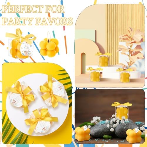 MTLEE 24 Sets Yellow Baby Shower Party Favors Small Bubble Candle - Image 3