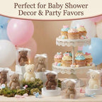 50 Pcs Bear Candles Baby Shower Favors,Light Brown, Brown, White - Image 5