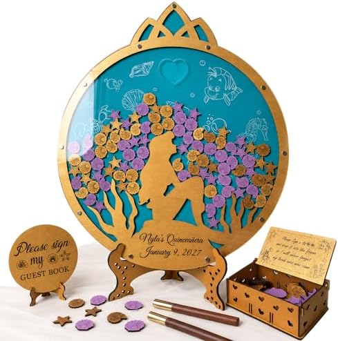 Mermaid Quinceanera Guest Book Alternative, Under the Sea Drop Top Frame by GIFTSH0PBYHELEN