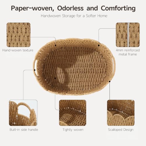 Endymion Set of 2 Paper Rope Scalloped Basket, Wicker Storage Baskets - Image 6