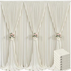 6 Panels Beige Backdrop Curtain for Baby Shower Wrinkle Free 30ft x 10ft Backdrop Drapes Panels for Parties Wedding Bridal Shower Birthday Photo Photography Fabric Background Decoration by Suppromo