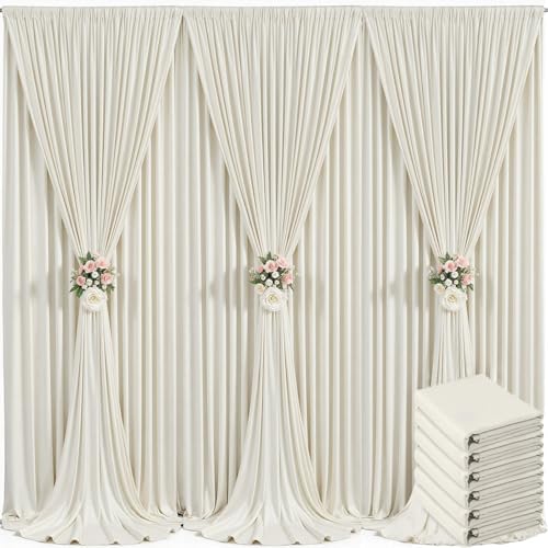 6 Panels Beige Backdrop Curtain for Baby Shower Wrinkle Free 30ft x 10ft Backdrop Drapes Panels for Parties Wedding Bridal Shower Birthday Photo Photography Fabric Background Decoration by Suppromo