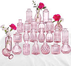 Pink Glass Bud Vases in Bulk 24 Pink Vase Small Vases for Decor by PHUNTTEK