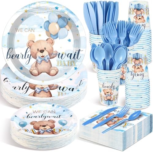 Dandat 350 Pcs Baby Shower Set, Bear, Blue by Dandat