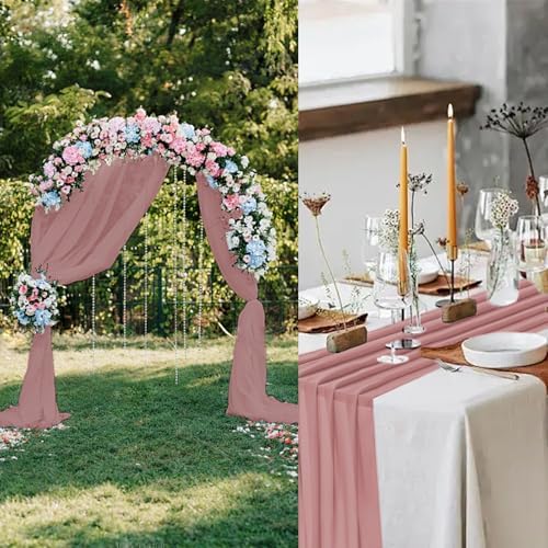 12 Pack Dusty Pink Table Runner 10ft Romantic Chiffon Table Runner for Wedding Baby Shower and Birthday Party Cake Table Decorations(120 x 12 in) - Image 5