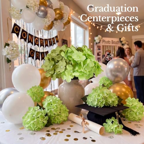 65PCS Hydrangea Artificial Flowers with Stronger Bendable Stems, Premium Silk Faux Hydrangea Flowers Bulk for DIY Wedding, Arches, Baby Showers & Event Decor(Green Mix) - Image 7