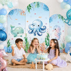 3Pcs Under The Sea Party Decoration Ocean Arch Backdrop Cover Set Underwater Milk Silk Fitted Arch Stand Cover for Summer Marine Theme Birthday Baby Shower Decor Fits 4ft 5ft 6ft - Image 6