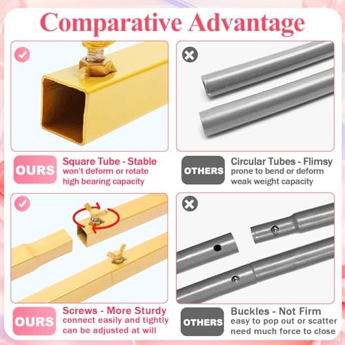 Asee'm 6.6FTx6.6FT Gold Wedding Arch Backdrop Stand Square Metal - Image 3