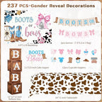 Boots or Bows Gender Reveal Decorations - 235 Pcs Boy or Girl What Will Baby Be Gender Reveal Party Supplies Include Backdrop Balloon Garland Banner Cake Topper Cupcake Toppers Balloon Tools - Image 2