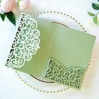 ponatia Trifold Laser Cut Wedding Invitations Pockets with Envelopes - Image 3