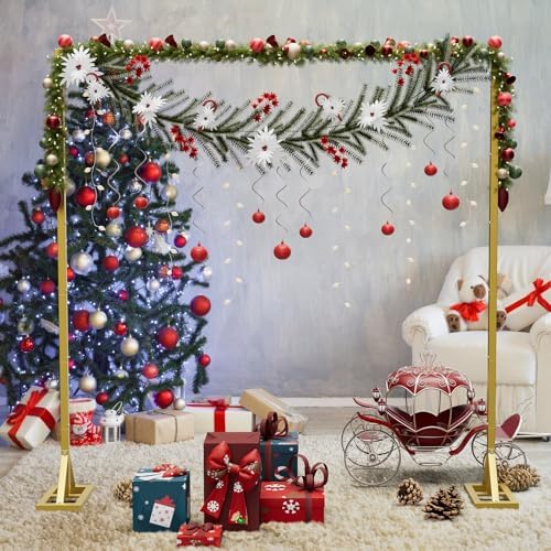 OGEMXU 8.2FT Backdrop Stand, Square Wedding Arch & Balloon Stand, Gold - Image 6