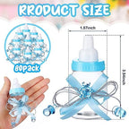 80 Pcs 3.5 Inch Baby Mini Milk Bottle Baby Shower Favor with Small Plastic Bear Candy Bottle with Ribbon for Boy Girl Newborn Baptism Party Decor (Blue) - Image 2