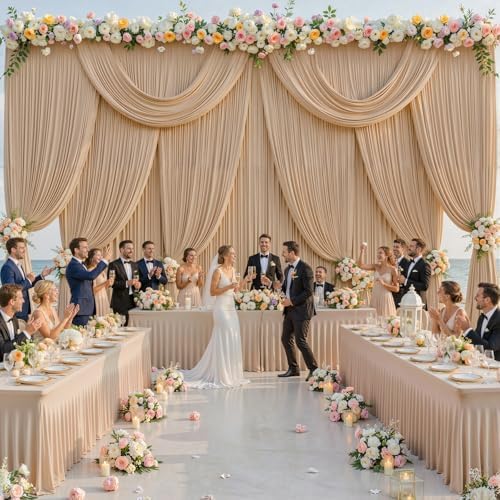 20ft x 10ft Wrinkle Free Nude Wedding Backdrop Curtains for Party Bridal Shower Reception Decorations Nude Fabric Curtain Backdrops Drapes for Photography Baby Shower Birthday Background - Image 4