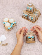 10 Pieces Handmade Wooden Angel Tea Candle Holder, Baptism Gift, Baby Shower Favors for Guests, Birthday Party Favors,Adult Baptism.(Light-Blue) - Image 5